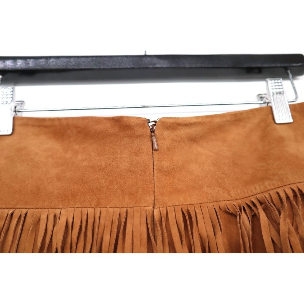Mango Womens Genuine Leather Fringe Mini Skirt Western Cowgirl Coquette - Picture 7 of 9